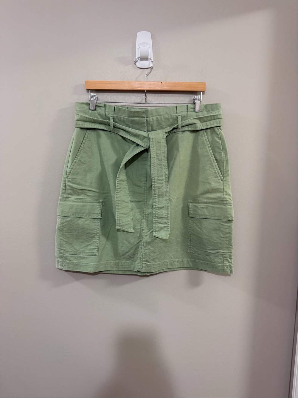 LOFT Sage Green Utility Belted Mini Skirt
